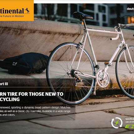 Continental - Continental 28-622 Ultra Sport III (700 x 28C) Black/Brown Foldable Skin Tire - 1 Piece