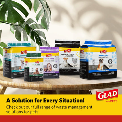Glad for Pets Dual Action Freshness Activated Carbon Puppy Training Pads with Fragrance Release, Scented Pee Pads, Ultra Absorbent, Odor Control. 23"x23" 100ct