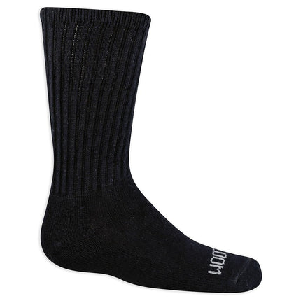 Calcetines de tripulación de doble defensa Fruit of the Loom para niños (paquete de 10), negro, pequeño (4.5-8.5)