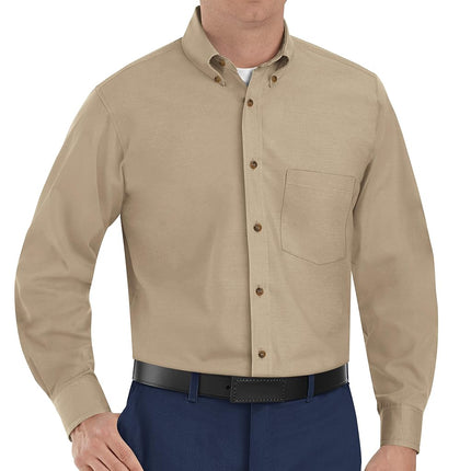 Camisa de vestir de popelina Red Kap para hombre, caqui, talla mediana