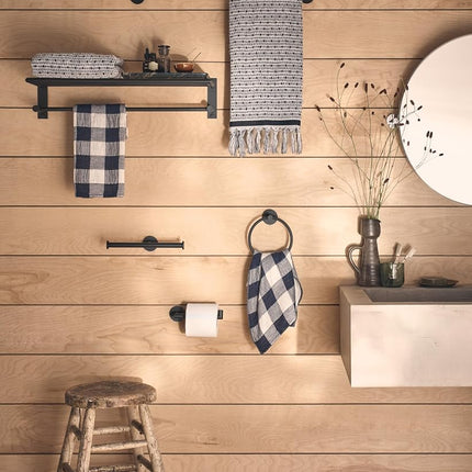 Porte-papier toilette Moen Y5709BL Arlys moderne sur pied, noir mat