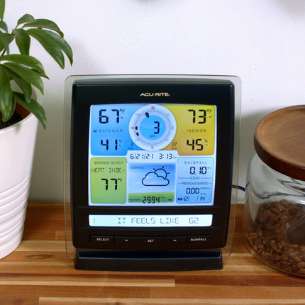 Estación meteorológica inalámbrica AcuRite Iris (5 en 1) para interiores y exteriores, para temperatura y humedad interiores y exteriores, velocidad y dirección del viento y lluvia, con pantalla digital (01512M)
