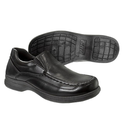 Zapatos para niños French Toast - Mocasines Oxford para uniforme escolar, zapatos de vestir de iglesia, sin cordones de piel sintética (niños pequeños a niños grandes) (negro), sin cordones negro, 12 US Niño pequeño