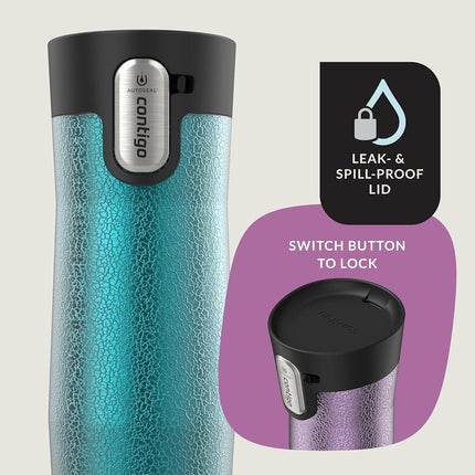 Contigo® AUTOSEAL® West Loop Tasse de voyage isotherme en acier inoxydable avec couvercle facile à nettoyer, 473 ml, lot de 2