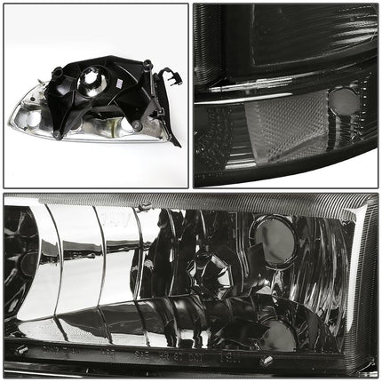 DNA MOTORING Pair Headlights Compatible with 97-04 Dodge Dakota / 98-03 Durango, Driver & Passenger Side, Black/Clear, HL-OH-DD974P-BK-CL1