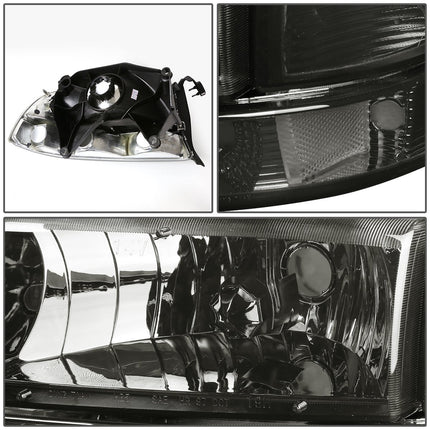 DNA MOTORING Par de faros delanteros compatibles con Dodge Dakota 97-04 / Durango 98-03, lado del conductor y del pasajero, negro/transparente, HL-OH-DD974P-BK-CL1