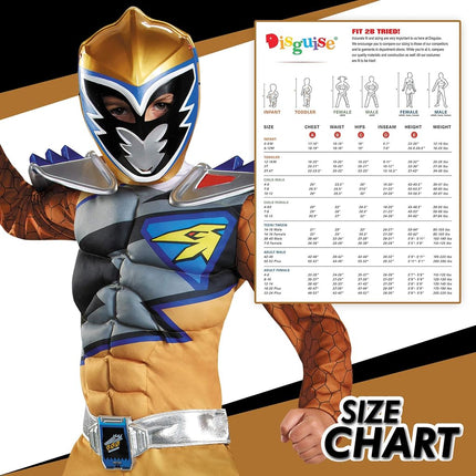 Déguisement Power Rangers Dino Charge Ranger Doré Classique Musclé, Petit (4-6)