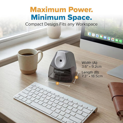 Bostitch Office Personal Electric Pencil Sharpener, Powerful Stall-Free Motor, High Capacity Shavings Tray, Gray (EPS4-KTGRAY)