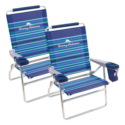 Tommy Bahama 15" Extended Height 4 Position Folding Beach Chair, Stripe