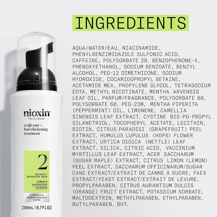 Nioxin Scalp + Hair Thickening System 2 Leave on Treatment, For Natural Hair with Progressed Thinning, 6.8 oz (Packaging May Vary)