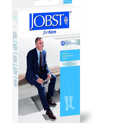 BSN Medical/Jobst 115012 for Men Compression Hose, Knee High, 15-20 MMHG, Closed Toe, Small, Khaki
