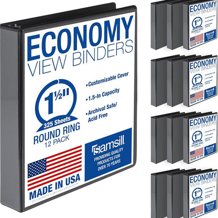 Samsill 1.5 Inch 3 Ring Binders, Made in USA, Econ