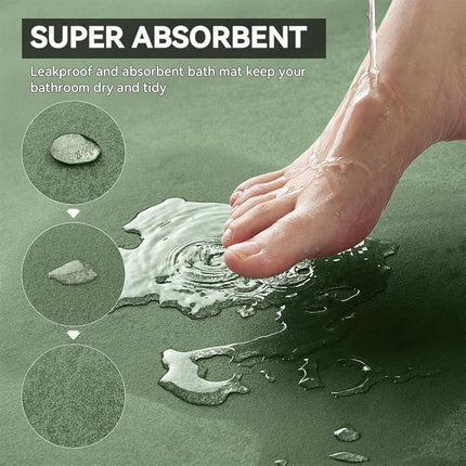 MontVoo -Bath Mat Rug-Rubber Backing Non Slip Quick Dry Absorbent Thin Bathroom Rugs Fit Under Door-Faux Suede Surface Bathroom Floor Mats-Shower Rug for in Front of Bathtub Shower Sage Green 17x27.5