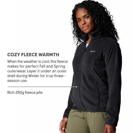 Columbia Women's Benton Springs Full Zip Fleece Jacket, Black, 3X