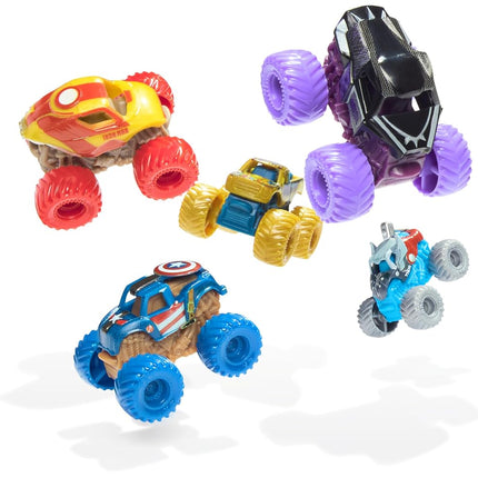 Monster Jam, Marvel Official Mini 5-Pack with Mystery Collectible Monster Truck, 1:87 Scale, Surprise Kids Toys for Boys and Girls Ages 3 and up