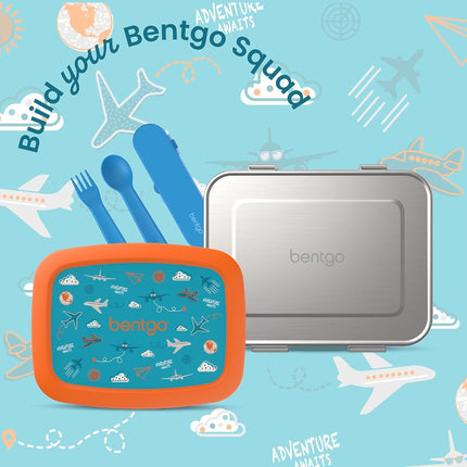 Bentgo® Kids Prints Leak-Proof, 5-Compartment Bento-Style Kids Lunch Box - Ideal Portion Sizes for Ages 3-7, Durable, Drop-Proof, Dishwasher Safe, & Made with BPA-Free Materials (Planes)