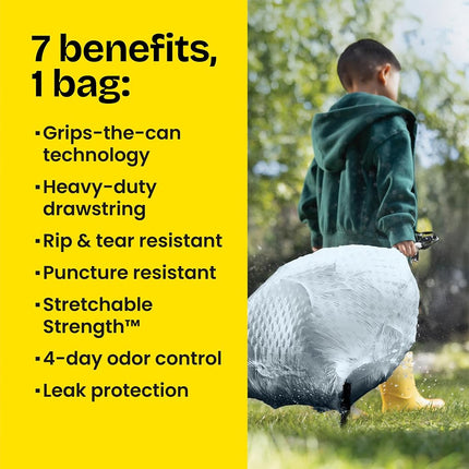 Glad Tall Kitchen Drawstring Trash Bags - OdorShield 13 Gallon White Trash Bag, Gain Original with Febreze Freshness - 80 Count
