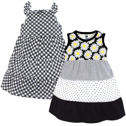 Hudson Baby Baby Girls' Cotton Dresses, Black Daisy, 7 Years