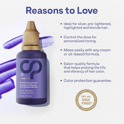 Colorproof Toning Drops 1 Fl. Oz. Toner for Blonde Hair w/Citrus, Jasmine & Coconut Milk Scent, Highly-Pigmented, Instant Hair Toner