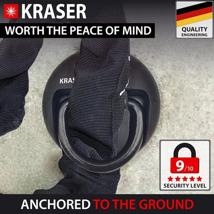 KRASER KR804 Security Anchor, Ground & Wall Anti-Theft Motorcycle Fixation Solid Lock, Swing Shackle, Hardened Steel, Bike Security Anti Theft Anchor Garage Concrete, Bicycle Chained Parking