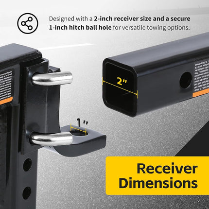 MaxxHaul 70067 Trailer Hitch - 8-Position Adjustable Ball Mount Tow Hitch - 5000 lbs. GTW Capacity, Black