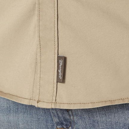 Wrangler Men's Mvr502t Button Down Shirt, Solid Tan, Large