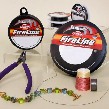 The Beadsmith Fireline by Berkley – Micro-Fused Braided Thread – 8lb. Test, 007”/.17mm Diameter, 125 Yard Spool, Crystal Color – Super Strong Stringing Material for Jewelry Making and Bead Weaving