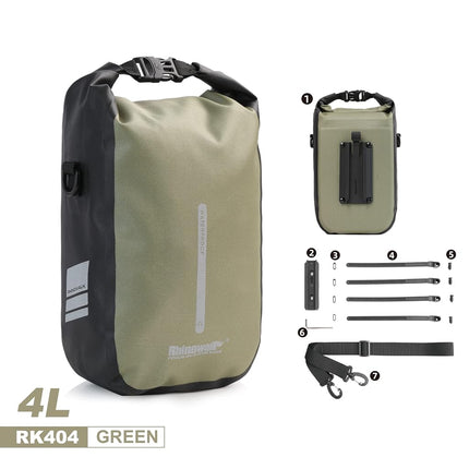 Rhinowalk Bike Front Fork Bag Waterproof 4-6L Bicycle Quick Release Dry Bag for Bikepacking Cycling Touring