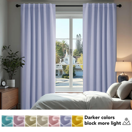 Deconovo Blackout Curtain Panels for Kids Bedroom, 42x72 Inch, Light Purple, 2 Panels - Room Darkening Back Tab and Rod Pocket Curtains