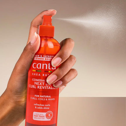 Cantu Comeback Curl Next Day Curl Revitalizer for Natural Hair with Pure Shea Butter, 12 fl oz (Pack of 3)
