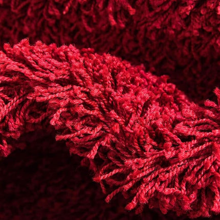 Alfombra de área Unique Loom Solo Solid Shag Collection - Alfombra moderna de felpa exuberante y suave (1.22 x 1.83 m rectangular, rojo cereza)