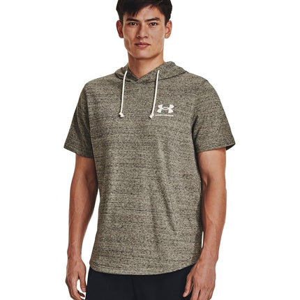 Sudadera con Capucha de Manga Corta Under Armour Rival Terry para Hombre, (504) Grove Green / / Onyx White, Small