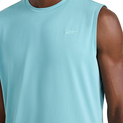 Reebok Apparel Men's Gains Muscle Performance Crewneck Tank Top, Reef Waters Heather, Medium