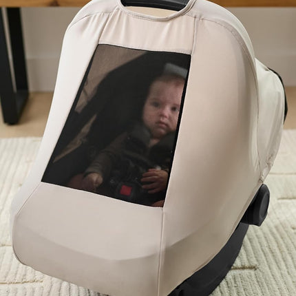 Skip Hop All Seasons Baby Car Seat Cover 4 in 1 Universal Fit with UPF40+ Sunshade and Water Resistant Fabric Oat