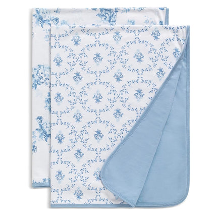 Delta Children 100% Organic Jersey Cotton Baby Receiving Blankets for Girls and Boys � 30x40 Inches - GOTS Certified (Pack of 2), Blue Botanicals