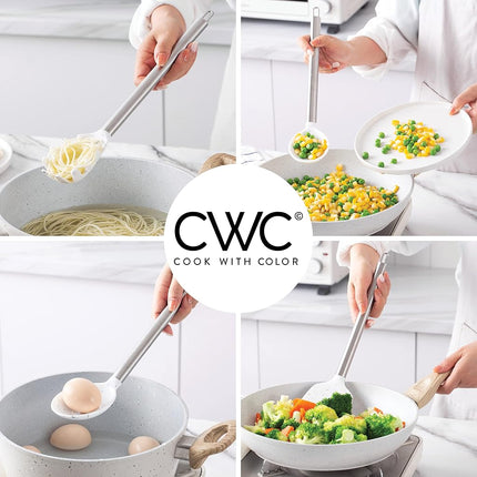COOK WITH COLOR Silicone Cooking Utensils, 5 Pc Kitchen Utensil Set, Easy to Clean Silicone Kitchen Utensils, Cooking Utensils for Nonstick Cookware, Kitchen Gadgets Set (White Speckled)