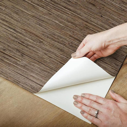 ROOMMATES Brown Faux Grasscloth Self Adhesive Wallpaper