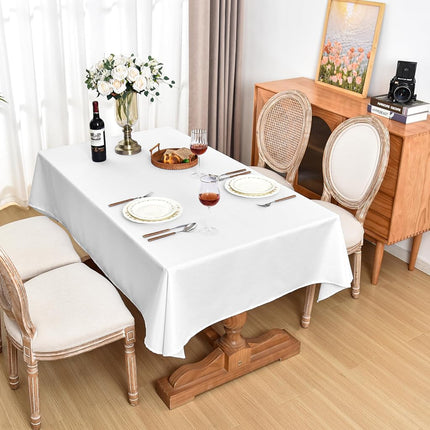 Fitable Faux Linen White Tablecloths for Rectangle Tables - 60 x 84 Inch - 6 Pack Fabric Textured Folding Table Clothes Faux Burlap 4 Ft Table Covers for Wedding, Party, Banquet, Birthday