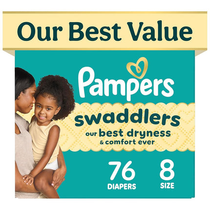 Swaddlers Diapers - Size 8, One Month Supply (76 Count), Ultra Soft Disposable Baby Diapers