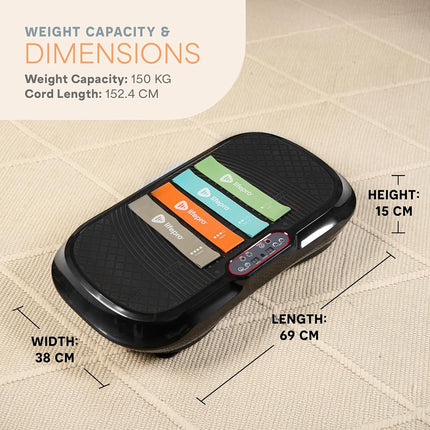 LifePro Vibration Plate Exercise Machine For Lymphatic Drainage | Waver | 99 Speed Levels & 9 Program Mode | Full Body Exercise Machine For Home Use | Resistance Bands & Remote | Midnight Black