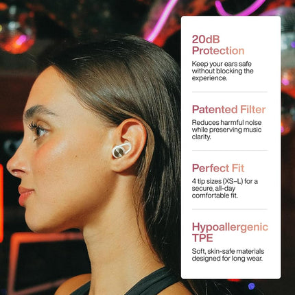 Hears Plus High-Fidelity Ear Plugs – Enhanced Noise Reduction for Loud Events, Focus, Travel & Noise Sensitivity – Certified 25dB SNR Hearing Protection – Reusable, Hypoallergenic Tips + Carry Case