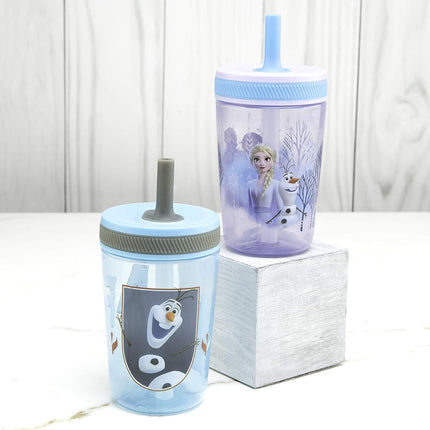 Zak Designs Frozen 2 Kelso 15oz Leak-Proof Toddler Straw Cups, 2-Pack