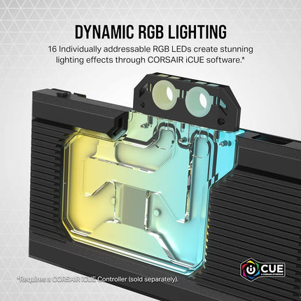 Corsair Hydro X Series XG7 RGB 4080 Founders Edition GPU Water Block � For NVIDIA� GeForce RTX� 4080 FE � CNC Nickel-Platted Copper � 50 Cooling Fins � Included Backplate & ARGB Adapater Cable � Black
