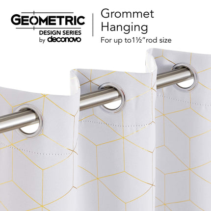 Deconovo Blackout Curtian 2 Panels, Golden Diamond Foil Printed Room Curtians, Grommet Light Blocking Window Drapes for Living Room, Greyish Star White, 52W x 63L Inch