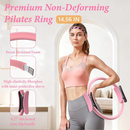 LarFaFa Pilates Kit for Home Workouts, Pilates Essentials Kit for Women, Better Me Pilates Kit,Pilates Equipment with Magic Circle, Pilates Starter Kit for Strength, Workout Guide Included