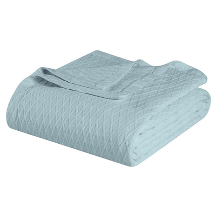 Superior Diamond Weave Blanket, 100% Cotton Cover for Home, Couch, Bed, Soft, Warm Blankets, Boho Aesthetic, Comfy, Cozy, and Cute Covers, Decorative Bedding Essentials, Throw, Aqua