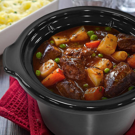 Elite Gourmet MST239X Dishwasher-Safe Glass Lid & Ceramic Pot Electric Slow Cooker, AdjCatable Temp, Entrees, Sauces, Stews and Dips, 2 Qt Capacity, Black