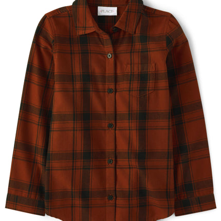 The Children's Place Girls' Long Sleeve Plaid Twil