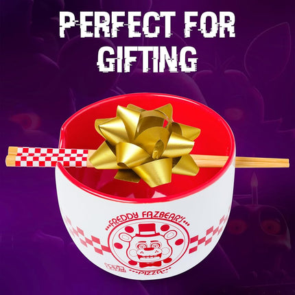 Silver Buffalo Five Nights at Freddy's Ceramic Ramen Bowl w Chopsticks 20oz
