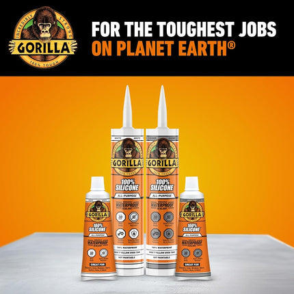 Gorilla Waterproof Caulk & Seal 100% Silicone Sealant, White, 10oz Cartridge (Pack of 1)